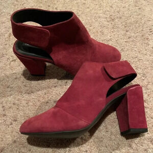 Adam Trucker red leather/suede Jenna Ankle Heel Bootie size 7.5